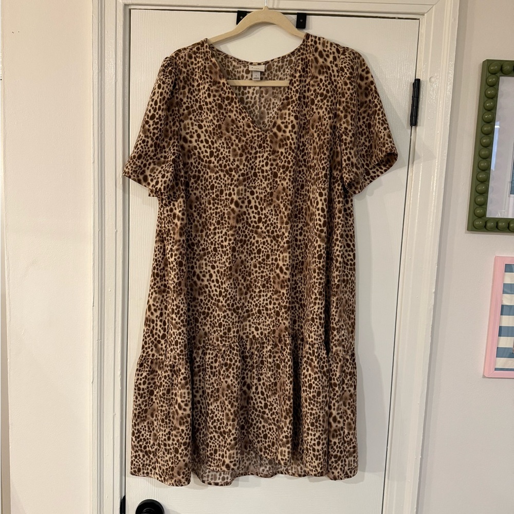 Leopard Print Short Sleeve Dress
